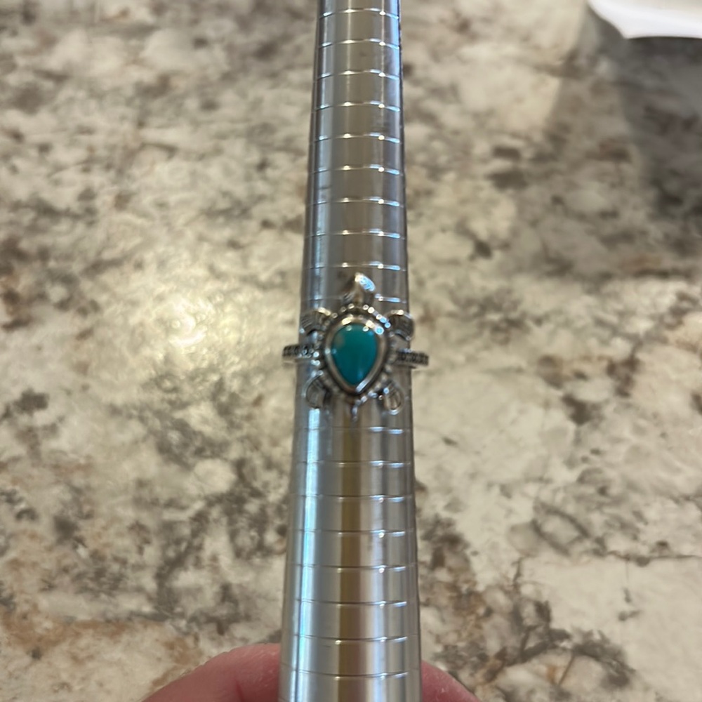 James Avery Sz 8, turquoise turtle ring